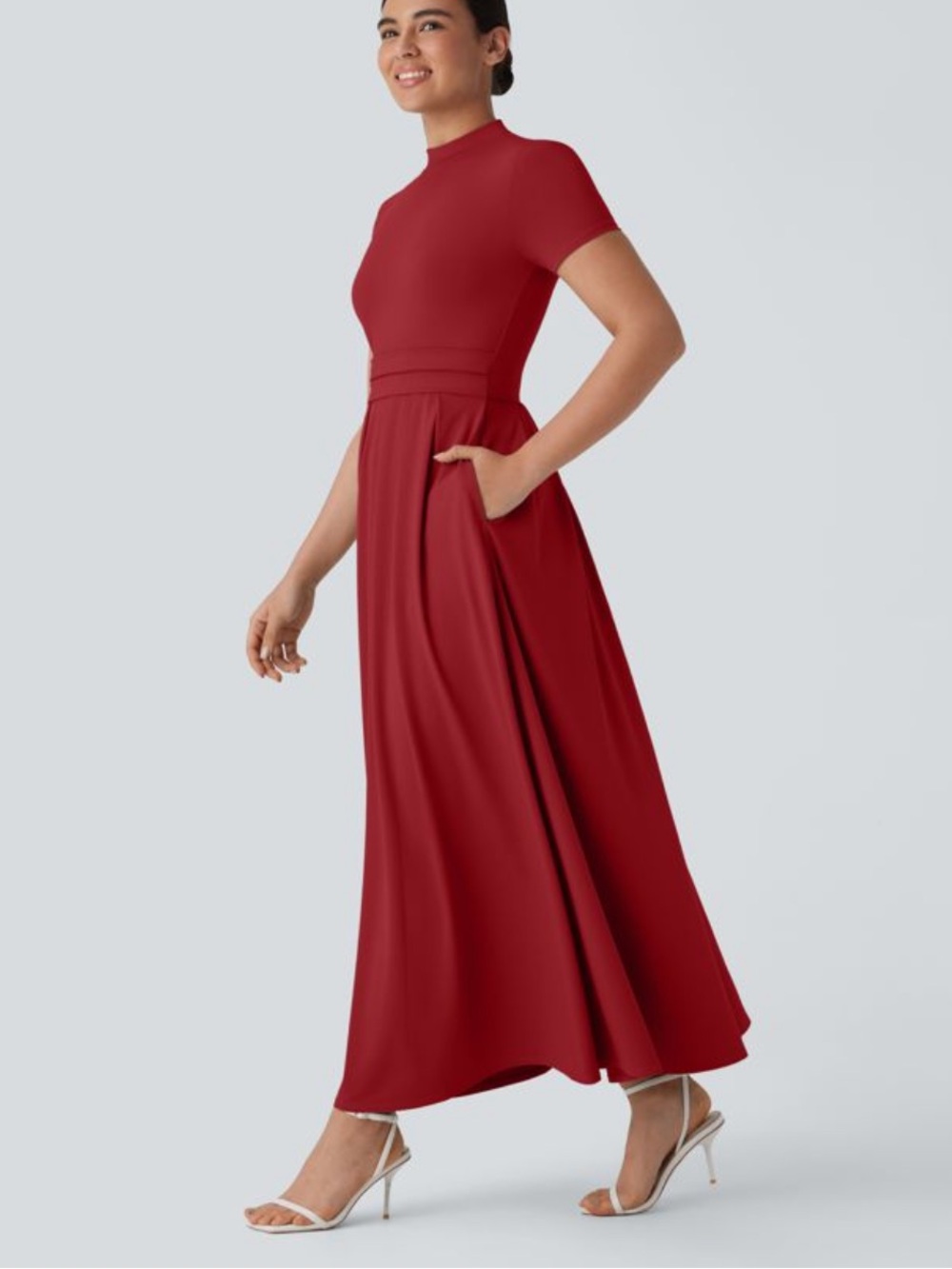 Stand Collar Short Sleeve Dress